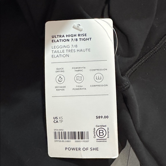 NWT Athleta Ultra High Rise Elation 7/8 Tight | Black #599750 - Picture 12 of 13